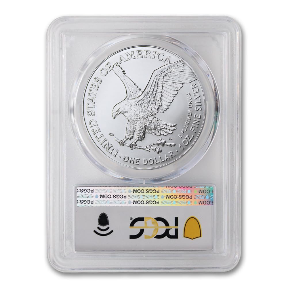 2005 American Silver Eagle MS70 First Strike in PCGS slab showing Walking Liberty obverse in perfect uncirculated condition